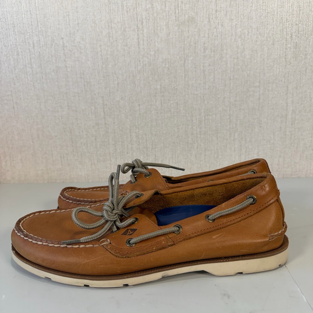 Sperry Top Sider STS12002 Brown Leather Boat‎ Shoes Lace Up Men's Size 9.5M